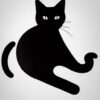 A black cat on a white background A black cat on a white background
