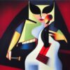 A dark painting of a girl playing a guitar A dark painting of a girl playing a guitar