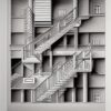 A drawing of a staircase like a maze in an architectural building A drawing of a staircase like a maze in an architectural building