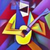 A fantasy painting of a man playing a guitar A fantasy painting of a man playing a guitar