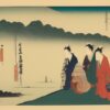 A group of people standing on a hill near sea A group of people standing on a hill near sea