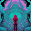 A lady that is standing near a monster A lady that is standing near a monster