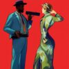 A man standing next to a woman holding a gun A man standing next to a woman holding a gun