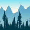 A mountain scene with trees A mountain scene with trees