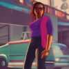 A woman that is standing in front of a van A woman that is standing in front of a van