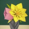 Several paper flowers in a pot Several paper flowers in a pot
