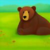 A brown bear sitting on the lush green field A brown bear sitting on the lush green field