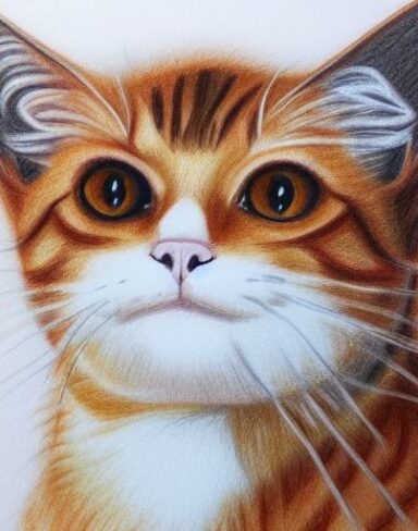 A cat by crayon