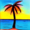 A color painting of the palm tree on a beach A color painting of the palm tree on a beach