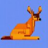 A deer sitting in front of a blue background A deer sitting in front of a blue background