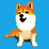 A dog sitting in front of a blue background A dog sitting in front of a blue background