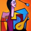 A fantasy painting of a girl playing a guitar A fantasy painting of a girl playing a guitar