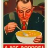 A man in front of a bowl of soup A man in front of a bowl of soup