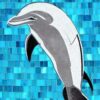 A mosaic of a dolphin in the sea A mosaic of a dolphin in the sea