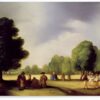 A painting of a group of people in a field with trees by Francisco de Holanda A painting of a group of people in a field with trees by Francisco de Holanda