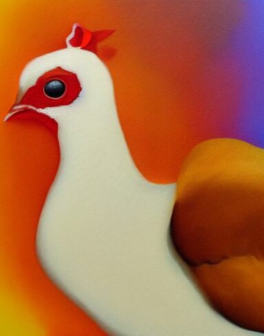 A painting of a hen