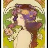 A painting of a woman with flowers in her hair A painting of a woman with flowers in her hair