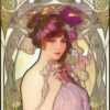 A painting of a woman with flowers in her hair A painting of a woman with flowers in her hair