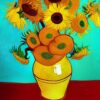 A painting of yellow sunflowers A painting of yellow sunflowers