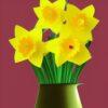 A paper daffodils in one pot A paper daffodils in one pot
