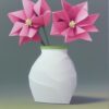A vase contains with paper flowers A vase contains with paper flowers