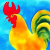 A watercolor painting of one rooster A watercolor painting of one rooster