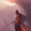 A woman standing on the top of mountain A woman standing on the top of mountain