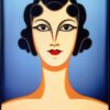 An art deco poster of a woman face An art deco poster of a woman face