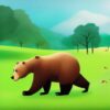 Bear on the lush green field Bear on the lush green field