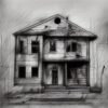 Black and white drawing of the house Black and white drawing of the house