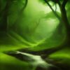 Curve stream running through a green forest Curve stream running through a green forest