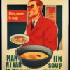 Man in front of a bowl of soup Man in front of a bowl of soup