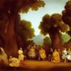 Painting of a group of people in the forest by Francisco de Holanda Painting of a group of people in the forest by Francisco de Holanda