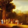 Painting of a group of people in the forest by Francisco de Holanda Painting of a group of people in the forest by Francisco de Holanda