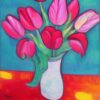 Painting of pink flowers in a vase Painting of pink flowers in a vase