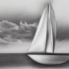 Pencil drawing of a sailboat in the water Pencil drawing of a sailboat in the water