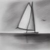 Pencil drawing of a sailboat in the water Pencil drawing of a sailboat in the water