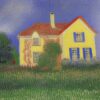 Post-impressionism painting of the house in the garden Post-impressionism painting of the house in the garden