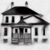 The black and white drawing of the house The black and white drawing of the house