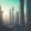 The digital city with lots of tall buildings The digital city with lots of tall buildings