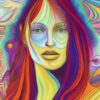 The painting of a woman with long hair The painting of a woman with long hair