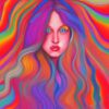 The painting of a woman with long hair The painting of a woman with long hair