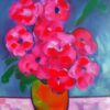 The painting of several pink flowers in a vase The painting of several pink flowers in a vase