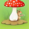 The squirrels near a mushroom The squirrels near a mushroom
