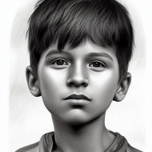 Best AI Photo: A black and white drawing of a junior boy | Promptify