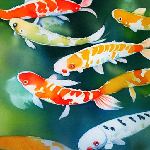 Best AI Photo: A watercolor painting of the koi fish | Promptify